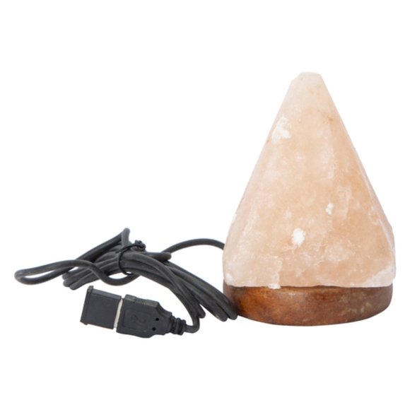 1 DAY SALE! Hand-Carved Pyramid Himalayan Rock Salt Lamp Warm White Glow Light - Picture 5 of 6